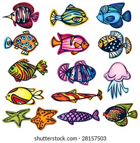 Set Fishes Vector Stock Vector (Royalty Free) 28157503 | Shutterstock