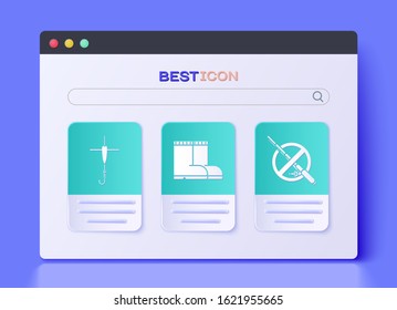 Set Fishing boots, Fishing hook and float and No fishing icon. Vector