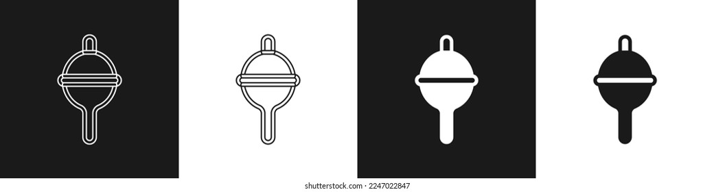 Set Fishing float icon isolated on black and white background. Fishing tackle.  Vector