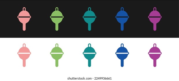 Set Fishing float icon isolated on black and white background. Fishing tackle.  Vector