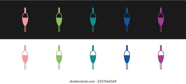 Set Fishing float icon isolated on black and white background. Fishing tackle.  Vector