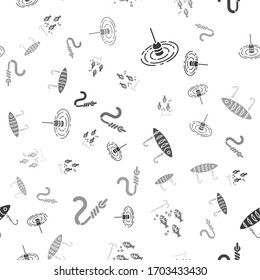 Set Fishing float in water, Fishing hook under water with fish, Fishing lure and Fishing hook and worm on seamless pattern. Vector
