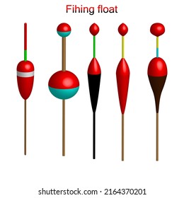 Set of fishing floats. Floats for fishing on the lake or river. Bright floats.