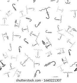 Set Fishing hook under water, Fishing hook, Fishing hook under water with fish and Fishing hook under water on seamless pattern. Vector