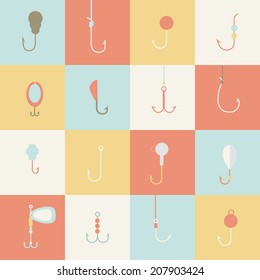 Set of fishing hooks and lures