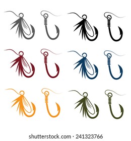 set of fishing hooks and lures