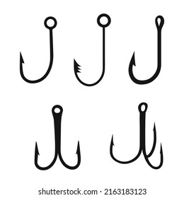 Set of fishing hooks. Vector illustration.