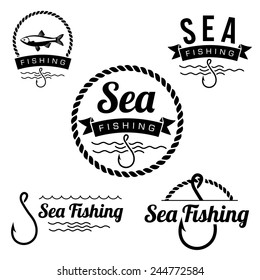 set of fishing labels 