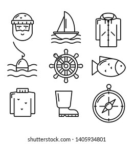 Set of fishing line icons