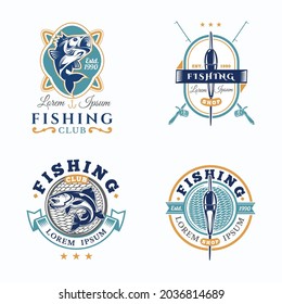 set of fishing logo vector 