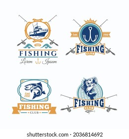 set of fishing logo vector 