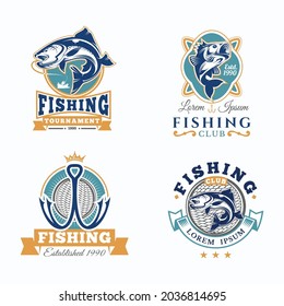 set of fishing logo vector 