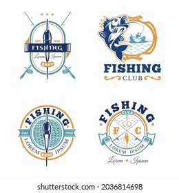 set of fishing logo vector 
