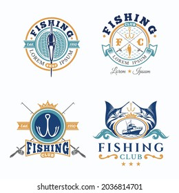 set of fishing logo vector 