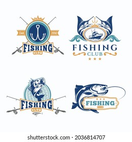 set of fishing logo vector 