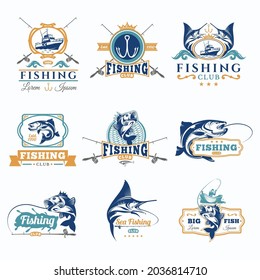 set of fishing logo vector 