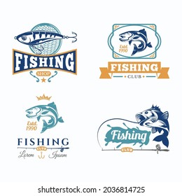 set of fishing logo vector 