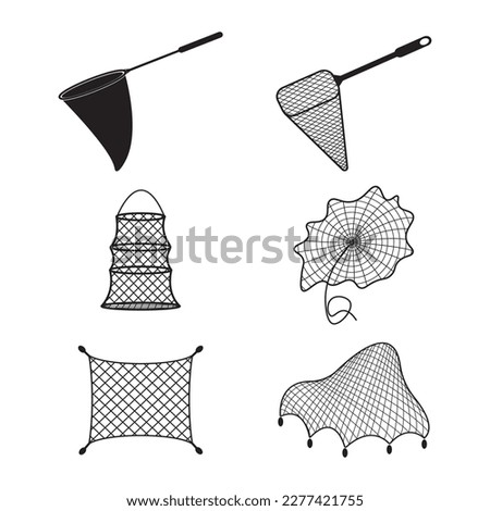 a set of fishing net icons, vector illustration simple design.