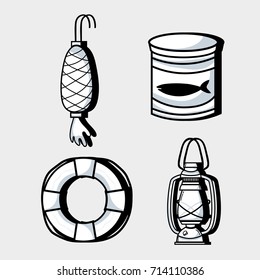 set fishing recreation with special tools