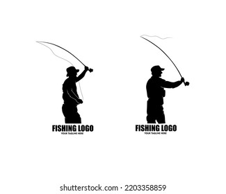 Set of fishing silhouettes vector design collection