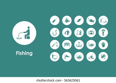 Set of fishing simple icons