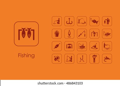 Set of fishing simple icons