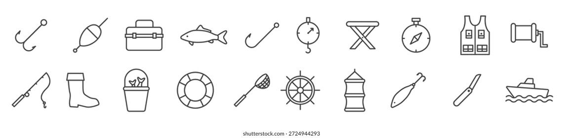 set of fishing tackle vector illustration