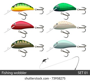 Set Of Fishing Wobble. Vector Illustration.