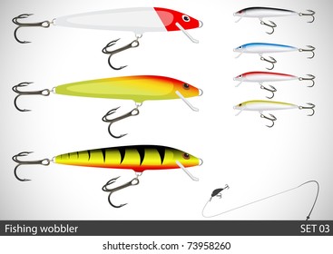 Set Of Fishing Wobbler. Vector Illustration.