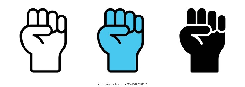 Set of fist hand icon collection. Raised fists hand symbol. Vector Illustration.