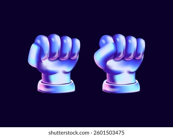 set of fist punch modern light 3d hologram holo futuristic icon design