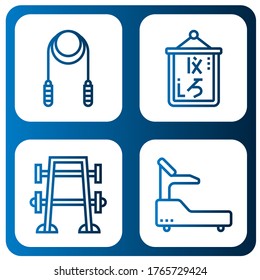 Conjunto de iconos de ajuste. Como Salto de cuerda, Logograma, Prensa de banco, Fitness , Iconos de ajuste