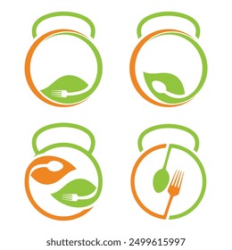 SET FITNES FOOD logo Vector Minimalist Style Creative Modern Abstract Line Vector