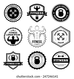 set of fitness badges, logos and labels