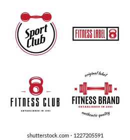 Set of fitness emblems, signs, labels, badges, logos and designed elements.