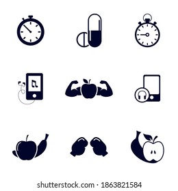 Set of Fitness equipment icon concept, Creative Gym Symbol, Illustration