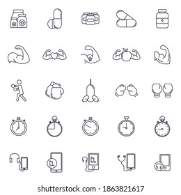 Set of Fitness equipment icon concept, Creative Gym Symbol, Illustration