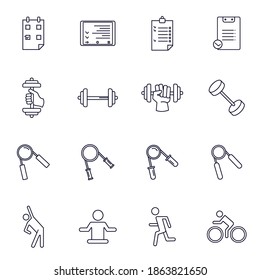 Set of Fitness equipment icon concept, Creative Gym Symbol, Illustration