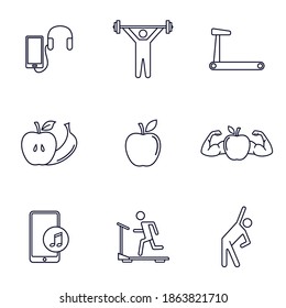 Set of Fitness equipment icon concept, Creative Gym Symbol, Illustration
