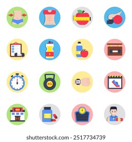 Set of Fitness Flat Icons

