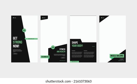 Set Of Fitness Gym Green Highlight Roll Up Standee Banner For Flyer And Social Media Story Template