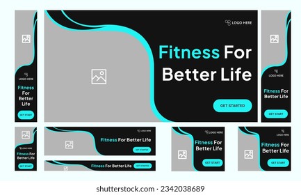 Set of fitness gym social media post banner template collection. Gym, workout, fitness, sport social media post banner set, fully editable vector eps 10 file format