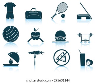 Set of fitness icons. EPS 10 vector illustration without transparency.