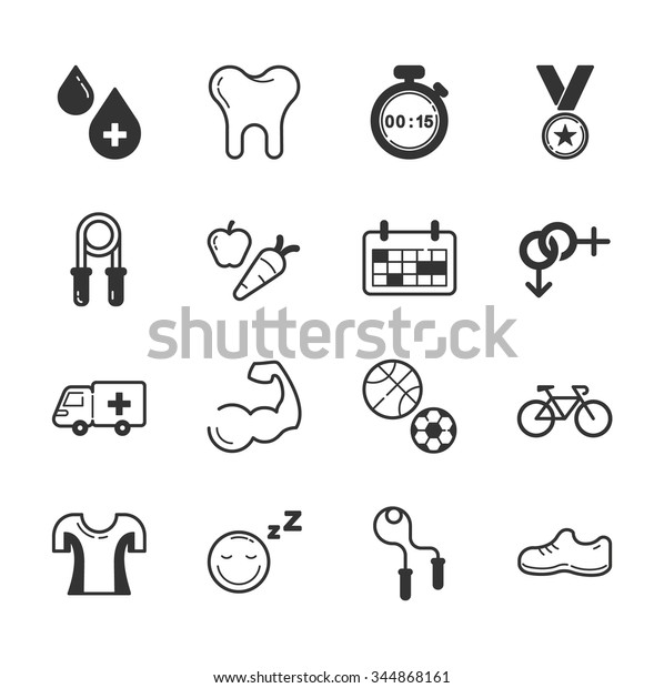 Set of fitness\
icons , eps10 vector\
format