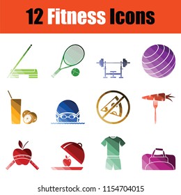 Set of Fitness icons. Gradient color design. Vector illustration.