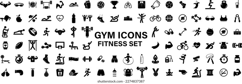 Set of Fitness Icons, GYM icons, sport fitness, Eps 10