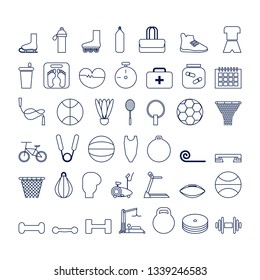 set of fitness icons. outline vector illustration on white background
