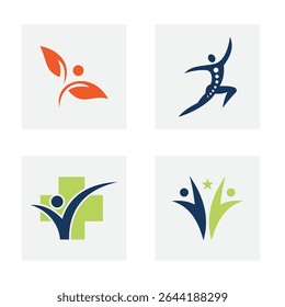 Set Of Fitness Logo Design. Health Care Symbol Vector Sign