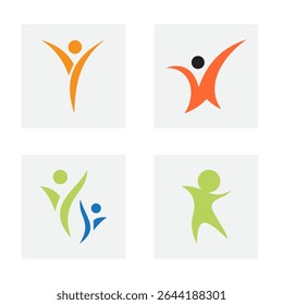Set Of Fitness Logo Design. Health Care Symbol Vector Sign