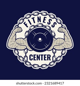 Set of Fitness Logo Retro Style. Good For Fitness Logo, Gym Logo. Template for sport icon, symbol, logo or other branding. Modern retro illustration.